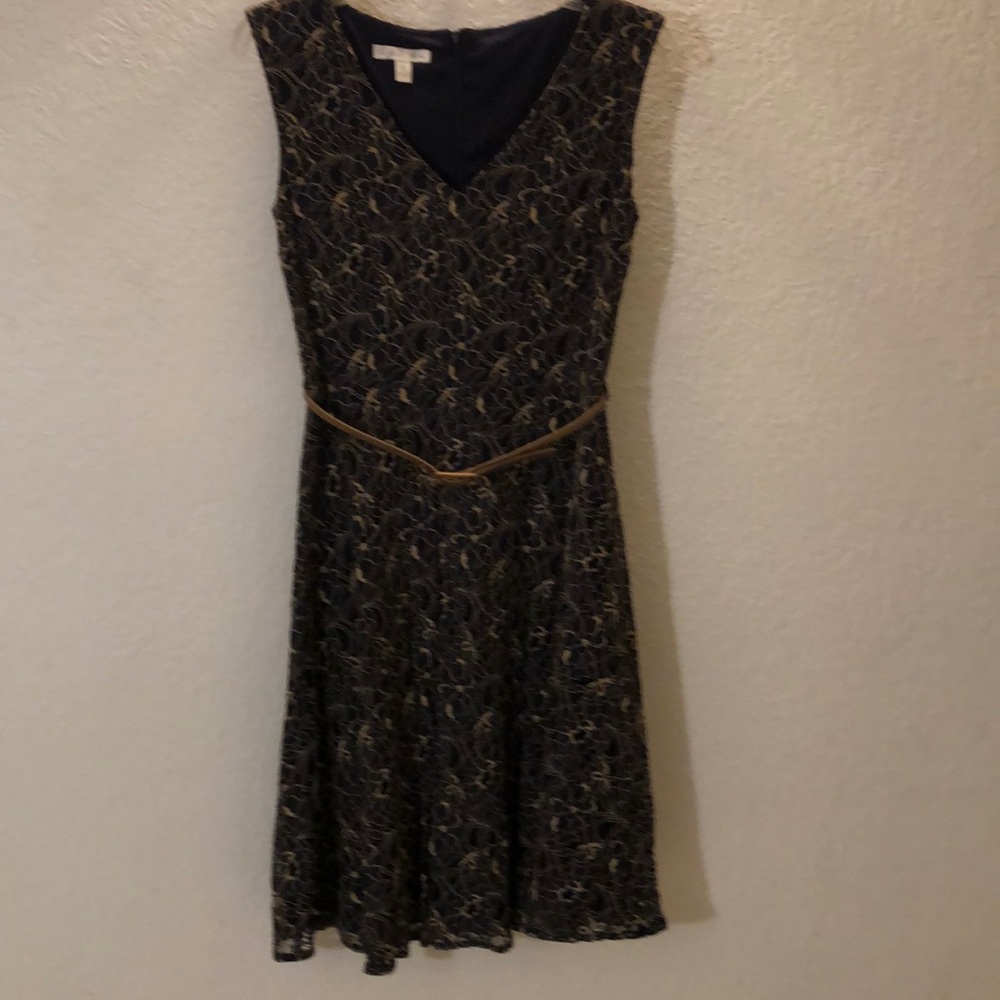 London Times Navy/Gold lace dress